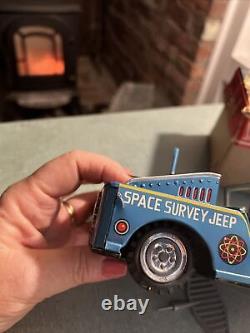 Vintage 1955 Toymaster Friction Motor Space Survey Jeep in Original Box TIN TOY
