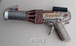 Vintage 1960 Mars Space Gun Toy Daiya Japan Tin Friction Litho Rocket Spaceship