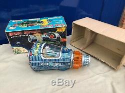 Vintage 1960's Boxed Horikawa Sh Space Capsule Rocket Ufo Vintage Tin Toy Japan