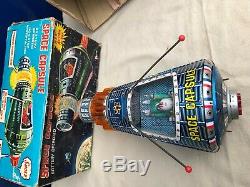 Vintage 1960's Boxed Horikawa Sh Space Capsule Rocket Ufo Vintage Tin Toy Japan