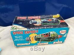 Vintage 1960's Boxed Horikawa Sh Space Capsule Rocket Ufo Vintage Tin Toy Japan