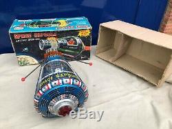 Vintage 1960's Boxed Horikawa Sh Space Capsule Rocket Ufo Vintage Tin Toy Japan