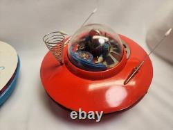 Vintage 1960's Cragstan KO Yoshiya Flying Saucer Battery Operated Tin Toy WORKS