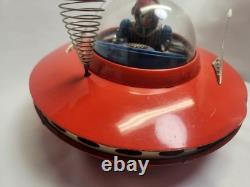 Vintage 1960's Cragstan KO Yoshiya Flying Saucer Battery Operated Tin Toy WORKS
