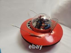 Vintage 1960's Cragstan KO Yoshiya Flying Saucer Battery Operated Tin Toy WORKS