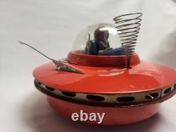 Vintage 1960's Cragstan KO Yoshiya Flying Saucer Battery Operated Tin Toy WORKS