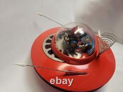 Vintage 1960's Cragstan KO Yoshiya Flying Saucer Battery Operated Tin Toy WORKS