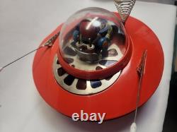 Vintage 1960's Cragstan KO Yoshiya Flying Saucer Battery Operated Tin Toy WORKS