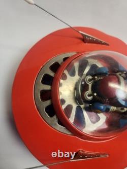 Vintage 1960's Cragstan KO Yoshiya Flying Saucer Battery Operated Tin Toy WORKS