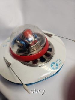 Vintage 1960's Cragstan KO Yoshiya Flying Saucer Battery Operated Tin Toy WORKS