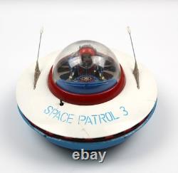 Vintage 1960's Cragstan KO Yoshiya Space Patrol 3 Flying Saucer Tin Toy