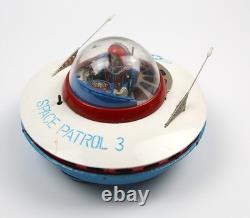 Vintage 1960's Cragstan KO Yoshiya Space Patrol 3 Flying Saucer Tin Toy