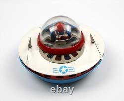 Vintage 1960's Cragstan KO Yoshiya Space Patrol 3 Flying Saucer Tin Toy