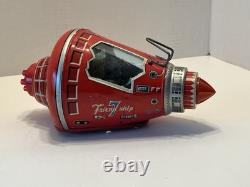 Vintage 1960's Friendship 7 Red Space Capsule Tin Friction Toy Japan