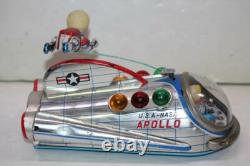 Vintage 1960's Modern Toys Japan USA NASA Apollo Space Ship Tin Toy