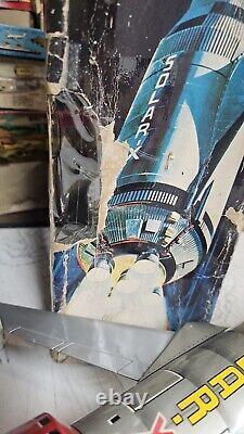 Vintage 1960's Nomura Battery Powered Space Rocket Solar X Tin Space Toy In Box