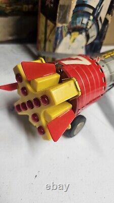 Vintage 1960's Nomura Battery Powered Space Rocket Solar X Tin Space Toy In Box