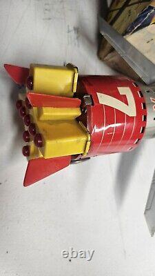 Vintage 1960's Nomura Battery Powered Space Rocket Solar X Tin Space Toy In Box