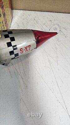 Vintage 1960's Nomura Battery Powered Space Rocket Solar X Tin Space Toy In Box