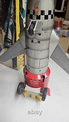 Vintage 1960's Nomura Battery Powered Space Rocket Solar X Tin Space Toy In Box