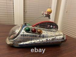 Vintage 1960's Rare Toy USAF Gemini X-5 Space Ship Tin Toy, READ Description