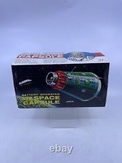 Vintage 1960's SH Horikawa Battery Operated New Space Capsule Tin Toy With Box
