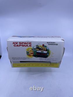 Vintage 1960's SH Horikawa Battery Operated New Space Capsule Tin Toy With Box