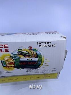 Vintage 1960's SH Horikawa Battery Operated New Space Capsule Tin Toy With Box