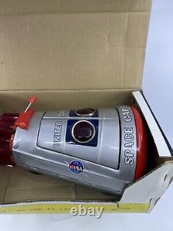 Vintage 1960's SH Horikawa Battery Operated New Space Capsule Tin Toy With Box