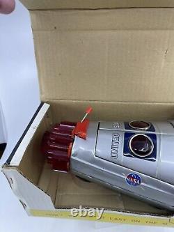 Vintage 1960's SH Horikawa Battery Operated New Space Capsule Tin Toy With Box