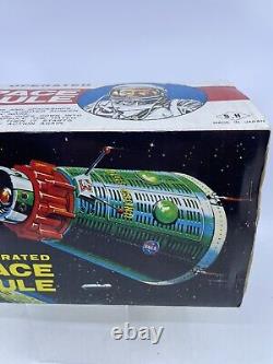 Vintage 1960's SH Horikawa Battery Operated New Space Capsule Tin Toy With Box