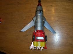 Vintage 1960's Solar X Litho Tin Space Rocket in Box, Works