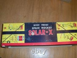 Vintage 1960's Solar X Litho Tin Space Rocket in Box, Works