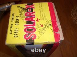Vintage 1960's Solar X Litho Tin Space Rocket in Box, Works
