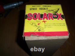 Vintage 1960's Solar X Litho Tin Space Rocket in Box, Works