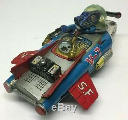 Vintage 1960s Japan Nomura Toys Space Fighter Super Jet V-7 Battery Tinplate