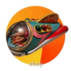 Vintage 1960s Modern Toys Tin Litho Moon Rocket read- not working