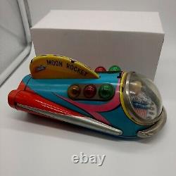 Vintage 1960s Modern Toys Tin Litho Moon Rocket read not working