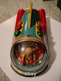 Vintage 1960s Modern Toys Tin Litho Moon Rocket read- not working