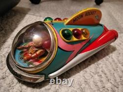 Vintage 1960s Modern Toys Tin Litho Moon Rocket read- not working