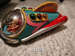 Vintage 1960s Modern Toys Tin Litho Moon Rocket read- not working