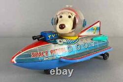 Vintage 1960s Peanuts Snoopy Space Patrol Rocketship Tin Litho Toy Made in Japan