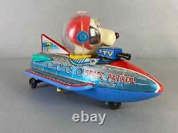 Vintage 1960s Peanuts Snoopy Space Patrol Rocketship Tin Litho Toy Made in Japan