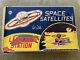Vintage 1960s Rare Marx Tin Litho Space Satellite With Launching Station In Box