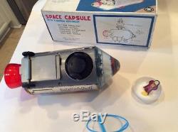 Vintage 1960s SPACE CAPSULE with FLOATING ASTRONAUT TIN Japan Toy-XLNT with BOX