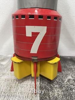 Vintage 1960s Space Rocket Solar-X 7 Tin Battery Powered Toy Japan Working