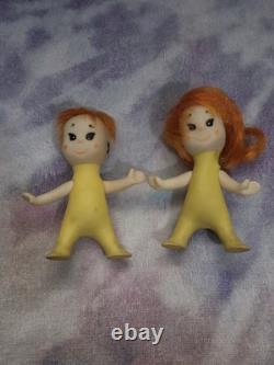 Vintage 1967 Swedlin Gund Mini-Martian Bonnie And Marti Space Age Alien wOutfits