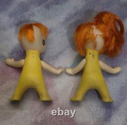 Vintage 1967 Swedlin Gund Mini-Martian Bonnie And Marti Space Age Alien wOutfits