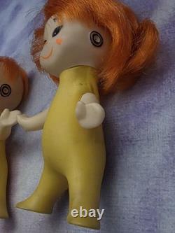 Vintage 1967 Swedlin Gund Mini-Martian Bonnie And Marti Space Age Alien wOutfits