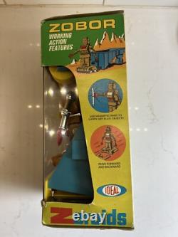 Vintage 1968 Ideal Zeroids Zobor Space Robot 1960s Toy Action Figure With Box